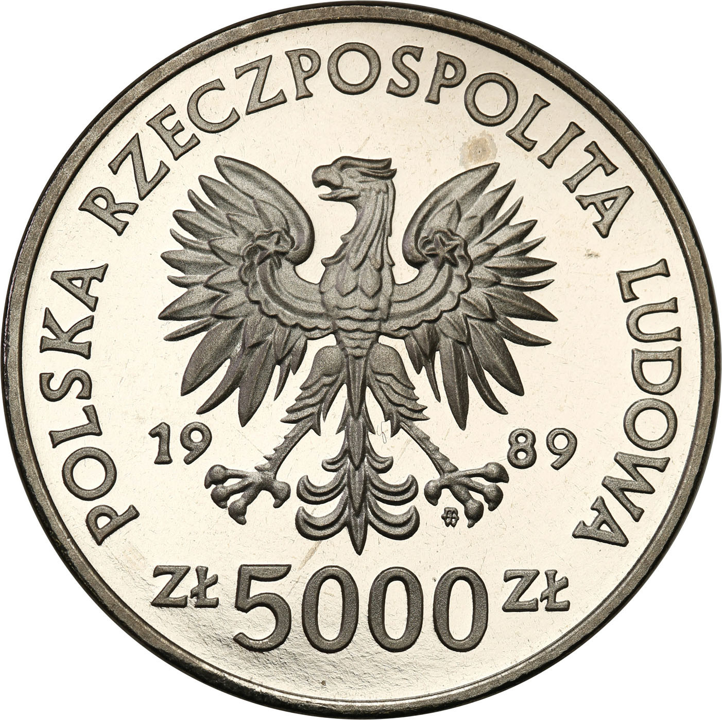 PRL. PRÓBA Nikiel 5000 złotych 1989 Władysław Jagiełło - półpostać
